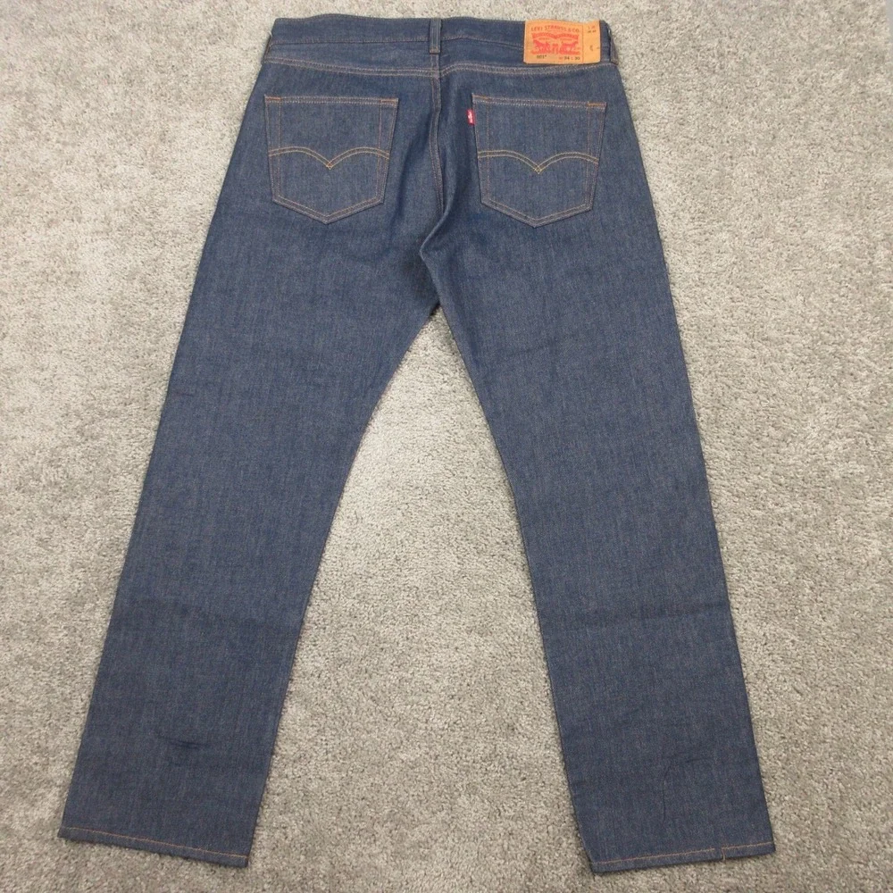 Levis Jeans Mens 34x30 Blue 501 Button Fly Original Straight Raw Denim Pants